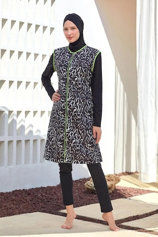 Maresiva 252305 Helen Siyah Tam Boy Tasarım Tesettür Mayo Siyah