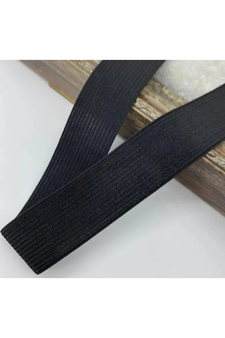 1,5 Cm Siyah Renk Dokuma Lastik-bel Paça Etek Yassı Lastik- Elastik Bant / 10m