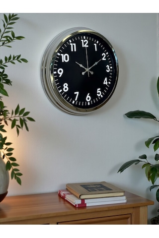 Modern 40 Cm Metal Krom Standart Duvar Saati