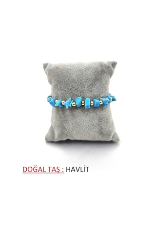 Kırık Doğal Taş Ayarlanbilir Bileklik Mavi