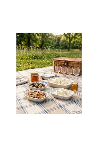6 Lı Melamin Kayık Tabak Seti - 20x14,5 Cm Büyük Boy Meze Kahvaltılık - Kırılmaya Dayanıklı - Beyaz 20x14,5 Cm - Derinlik 4,5 Cm