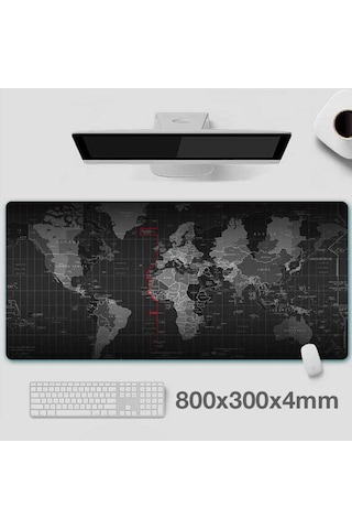 Ally Dünya Desenli Rgb Led Işıklı Oyuncu Mouse Pad 300-800-4Mm