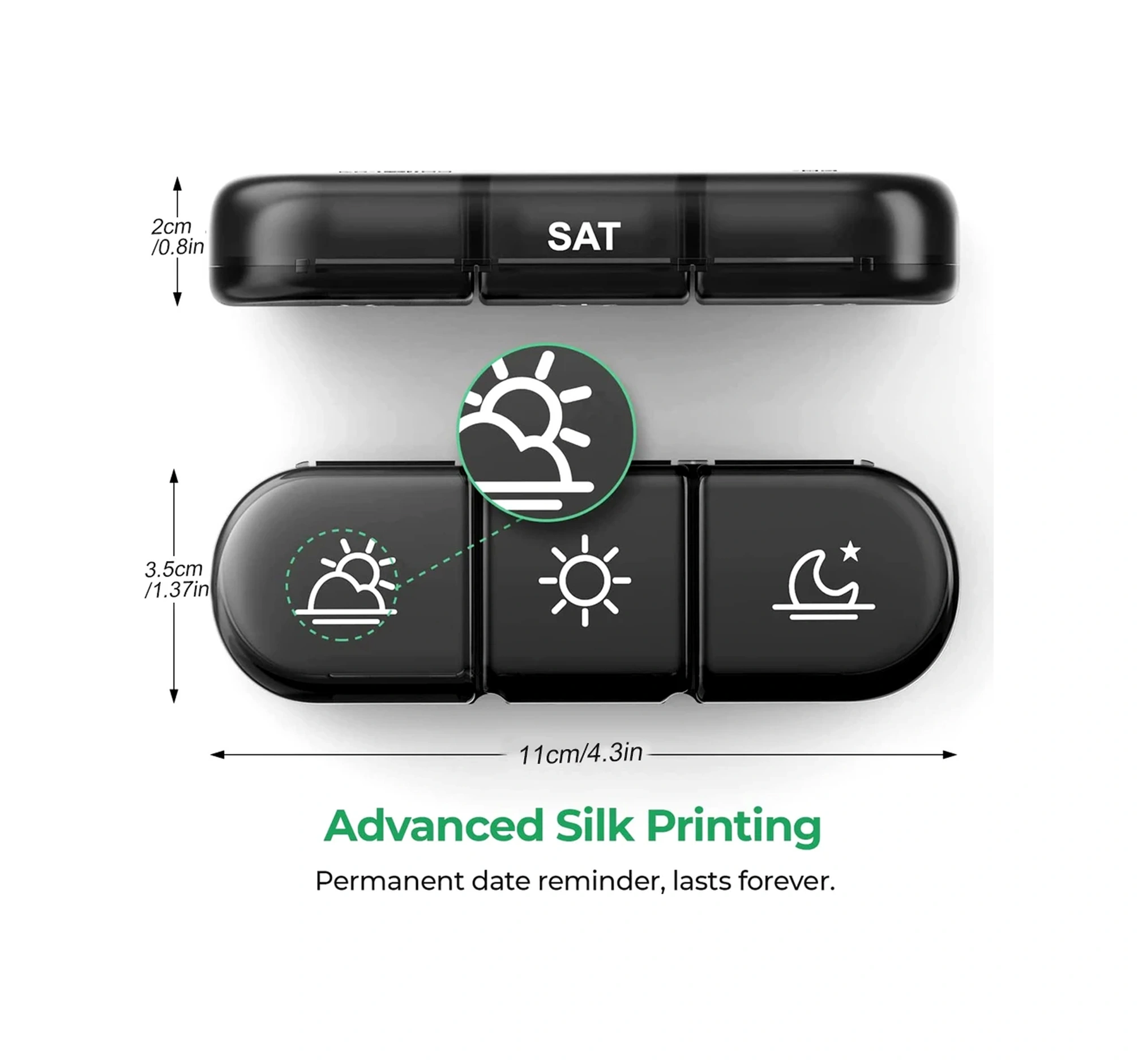 Konesam 7 Günlük 21 Bölmeli Büyük Kapasiteli İlaç Kutusu - Nem Koruma, Kolay Açma, Geçici Hafıza Sorunu Olanlar İçin Transparan Siyah + Renkli Bölmeler Çok Renkli