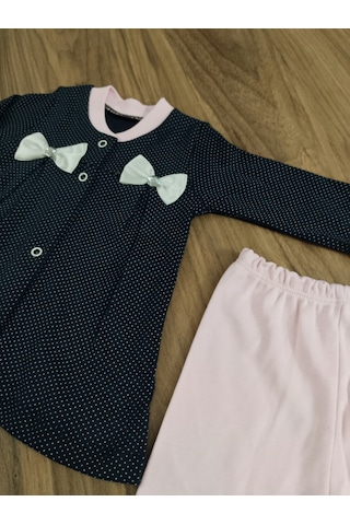 Egişbaby Kız Bebek Puantiyeli İkili Takım Pembe - Siyah