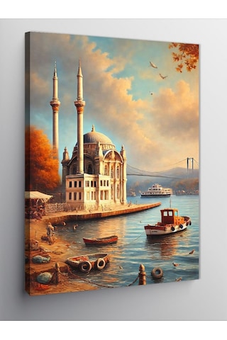 Kanvas Tablo Camii Ve Deniz Kıyısı 50cmx70cm