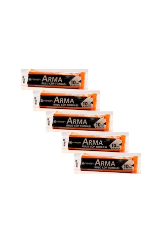 Arma Standart Büyük Boy 50 Litre Çöp Torbası Poşeti / 65 x 80 CM - Siyah - 10 Adetlik 5 Rulo
