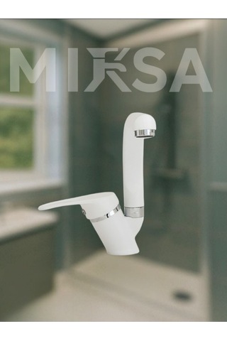Beyaz-krom Balıksırtı Banyo Lavabo Bataryası, Musluğu, Çift Su Girişli