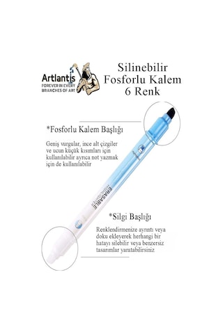 Silinebilir Fosforlu Kalem 6 Renk 1 Paket Mikro Silinebilir İşaretleme Kalemi Çift Başlı Pürüzsüz Yazma Ve Silme Çok Renkli