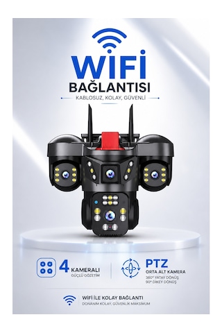 Linadex Lx-7676w Wifi 4 Kameralı Hd Güvenlik Kamerası
