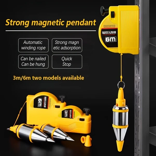 Willowhaven 6 Metre Manyetik Çekül Çekül İpi İnşaat Marangoz Manyetik Taban