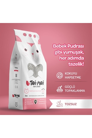Toi Moi Bebek Pudralı İnce Taneli Topaklanan Bentonit Kedi Kumu 10 Lt
