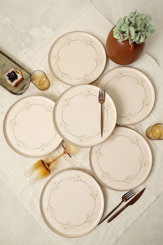 Keramika Taupe Bloom Nordıc Servis Tabağı 28 Cm 6 Adet 22528 Krem