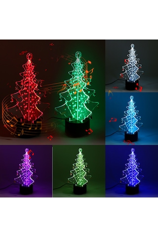 Yaozixa Noel Ağaç Şekilli Masa Lambası, 7 Renkli Manuel/otomatik Işık, 12 Metal Askı Ve Yerleşik Noel Şarkıları İle Ev Dekorasyonu Siyah