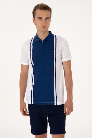 U.S. Polo Assn. Erkek Regular Fit Beyaz Polo Yaka Fermuarlı Tişört 50300814-VR013