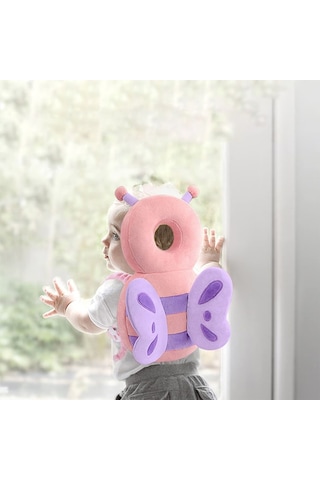 Bebeğin Başını Korumaya Yönelik Emniyet Yastığı, 0-3 Yaş, 19 X 33 X 6 Cm, Pembe Ve Mor