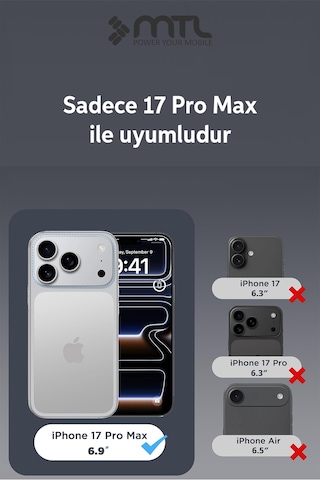 İphone 17 Pro Max Uyumlu Şeffaf Magsafe Kılıf Mtl Safe