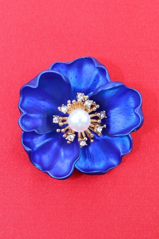 Tatlı Funda Gülü Broş. Kristal Taşlı Çiçek Broş. Yaka İğnesi Broş. Kadın Broş. Broş. Lacivert