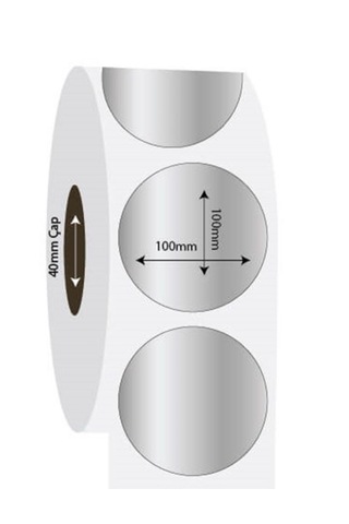 Aysan Etiket Boş Yapışkanlı Gümüş Metalize Barkod Etiketi 100mm Çap 1
