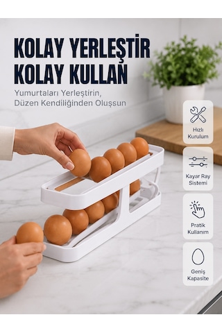 Yumurta Düzenleyici Organizer Buzdolabı İçin Yer Tasarruflu Saklama Rafı - Lisinya Çok Renkli