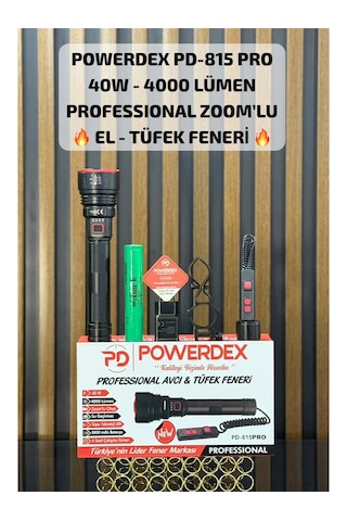 Powerdex Pd-815 Pro 40w & 4000 Lümen Professional Zoom Lu El & Tüfeg Feneri Siyah
