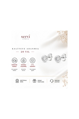 Servi 925 Ayar Gümüş Nova 6 Mm Tektaş Küpe-312