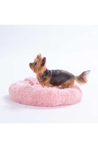 Pembe Donut Köpek Yatağı Kedi Yatağı Simit Yatak Anti-stress Pet Yatağı Peluş Yatak L