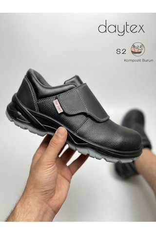 K505 S2 Src Hakiki Cilt Deri Cırt Cırtlı Bağcıksız Kıvılcım Korumalı Kompozit Burunlu Konforlu Kaynakçı İş Ayakkabısı Siyah