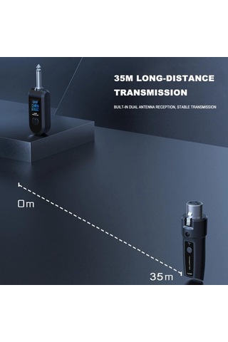 Ranyeek Tkowtb Uhf Xlr Adaptörü: Kablosuz Mikrofon Aktarıcı, Dinamik Mikrofon Ve Gitar İçin, 30-50m Alım Mesafesi, Siyah Abs Malzeme