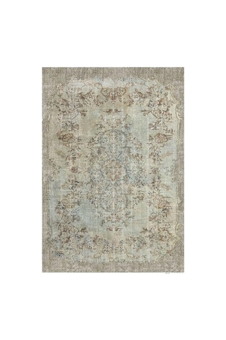 Gloria Td116 Bej Vintage Eskitme Desen Dokuma Saçaklı Kilim Çok Renkli