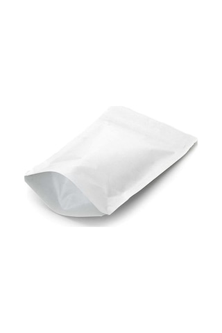 Pencereli Beyaz Kraft Kilitli Doypack Ambalaj 11 X 18,5 + 3,5 Cm. 100 Gr. -50 Adet