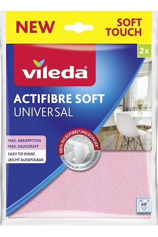 Vileda Actifibre Soft Universal New Soft Touch Paket İçi 2 Li 2li Beyaz - Pembe