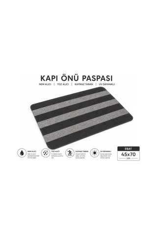 Delta Cc001a Gri Kaymaz Taban Nem Alıcı Toz Alıcı Kapı Önü Paspası Uv Dayanıklı 45x70 Cm
