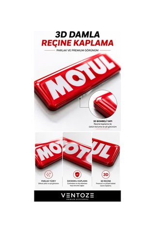 Motul Damla Etiket 3d Reçine Logo Sticker Oto Araç İçi Dekoratif Aksesuar 6x1,5 Cm