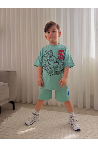 Nurbebekidss Erkek Çocuk Penye Şortlu Takım Turkuaz