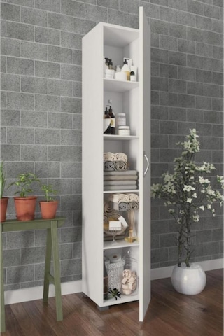 Tek Kapak 5 Raflı Banyo Dolabı Beyaz