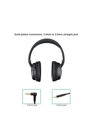 Gajeena Bose Qc25 Kulaklık İçin Mikrofonlu Ses Kablosu - 3.5mm/2.5mm Altın Kaplı Uçlar, Ses Kontrolü, Tpe Malzeme, 140cm Siyah