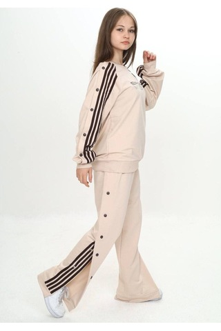 Unisex Çocuk 2 İplik Çıtçıtlı Alt&üst Eşofman Takımı %100 Pamuk Rahat Kalıp-299-eşt-0006 Bej