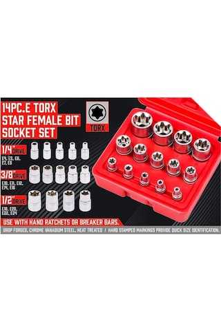 1/2''- 3/8''-1/4'' Torx Lokma Anahtar Seti 14 Parça