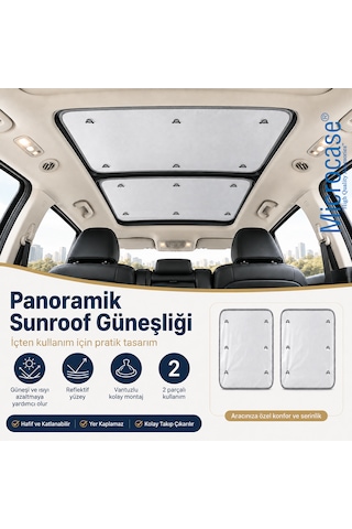 Microcase Volvo Xc90 2016-2023 İçin Sunroof Güneşlik Güneş Koruma Seti 2 Parça Al5645 Gri
