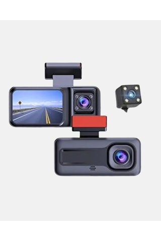 Full Hd Üç Kameralı Araç Kamerası G-sensörlü Ve Gece Görüşlü