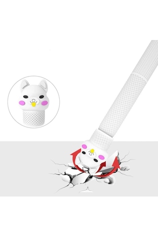 Apple Pencil Pro / 2.nesil Uyumlu Koruyucu Silikon Kılıf Kaydırmaz Sevimli Kedi Figürlü Kalem Değildir Beyaz