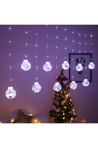Led Bakır Tel Perde Işık Dilek Topu Noel Dekorasyonu Dize Işıklar, Rastgele Stil Teslimat, Fiş Tipi: Ab Fiş Beyaz Işık Diğer