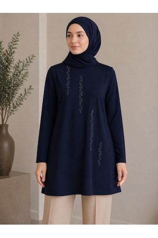 Mutlu City Orta Taş Ve Üzeri Anne Penye Tunik 30643 Lacivert