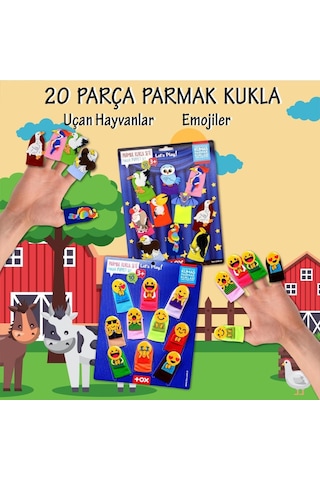 2 Set - 20 Parça Tox Emojiler ve Uçan Hayvanlar Parmak Kukla T106