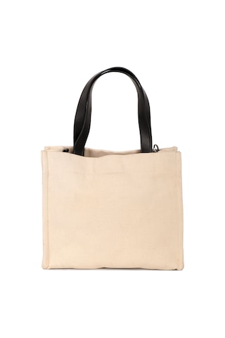 Bej The Icone Bag Paris İşlemeli Tote Kadın Kol Çantası Ve Omuz Çantası Orta Boy Bej