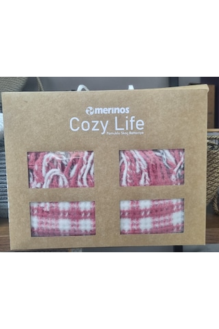 Merinos Cozy Life Pamuklu Skoç Battaniye Maria Pembe