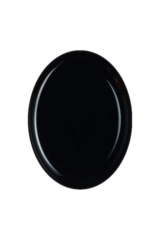 Temperli Cam Oval Siyah Servis Tabağı 33cm