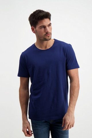 Rich Erkek Yıkamalı Basic T-shirt Tişört %100 Pamuk Tişört Lacivert