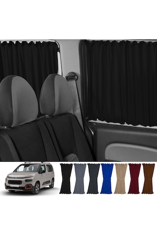 Pandami Citroen Berlingo 2.nesil 2008-2018 Uyumlu Siyah Raylı Oto Perde Takımı