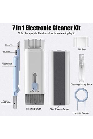 7'si 1 Arada Elektronik Temizleyici Kiti, Fırçalı Klavye Temizleyici Kiti, Apple Airpods Uyumlu Pro İçin 3'ü 1 Arada Temizleme Kalemi, Kulaklık, Klavye, Dizüstü Bilgisayar, Telefon, Pc Monitörü İçin Çok